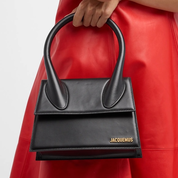 JACQUEMUS 'Le Grand Chiquito' Grand Black Leather Top Handle Bag - $975 - BNWT - Picture 1 of 8